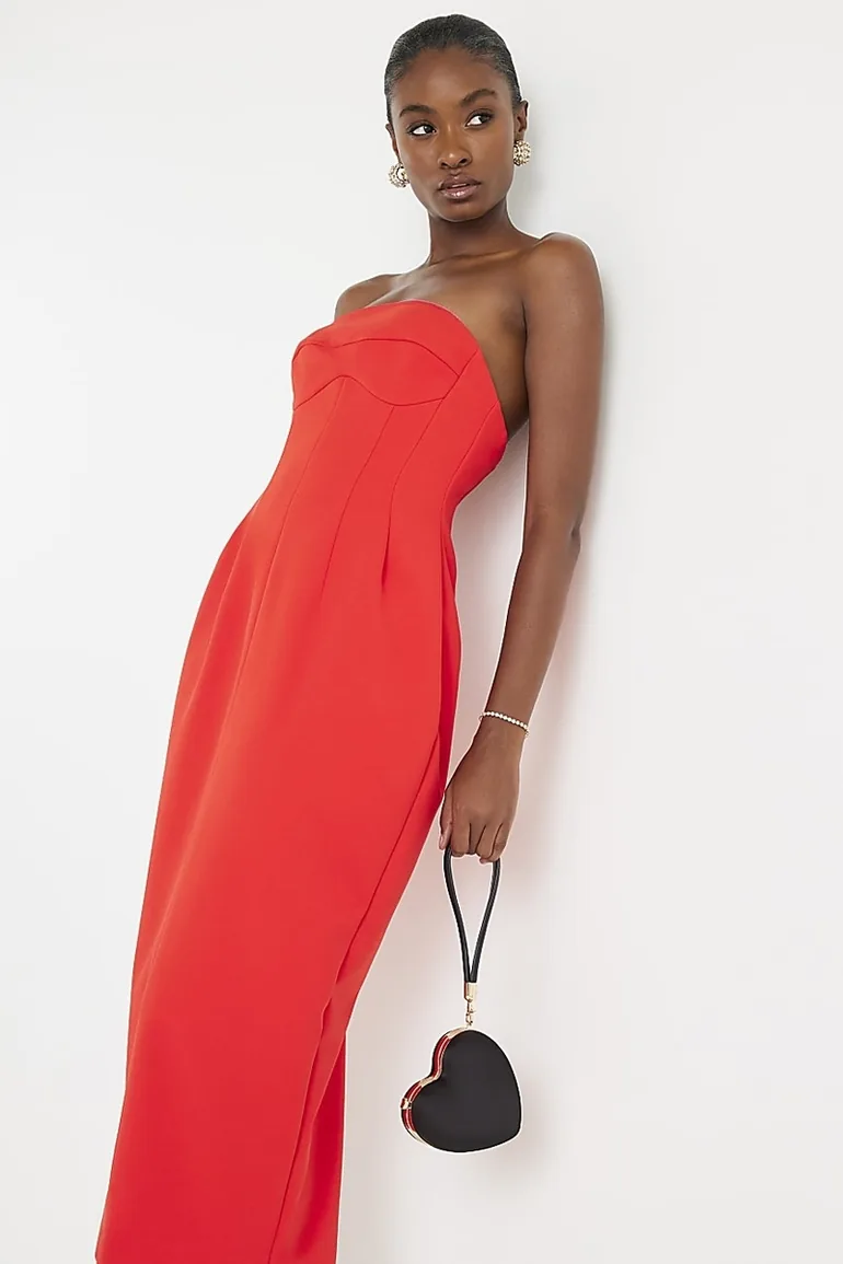 red bandeau midi dress POSTER GIRL