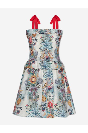 Just Cavalli Girls Tropical Garden Ruya Midi Dress in Multicolour