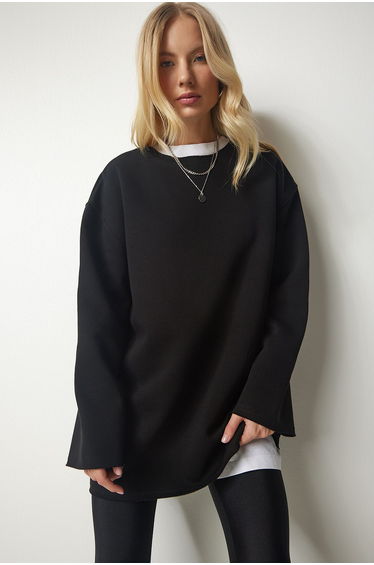Women's Black Shark Oversized Knitted Sweatshirt