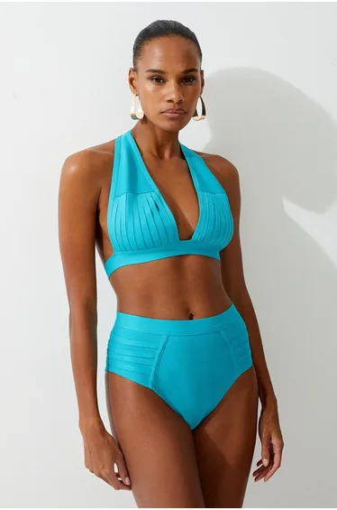 سروال بكيني مخطط بشرائح شفافة