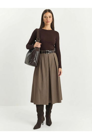 LUCCI High Waist Midi Skirt with Belt product thumbnail 3