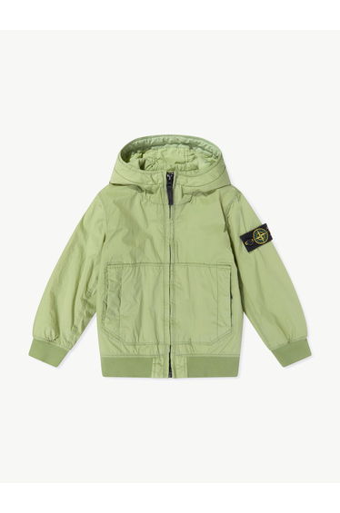 Stone Island Boys Crinkle Reps NY Hooded Jacket in Green