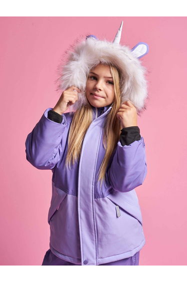 Girls Sparkle The Unicorn Ski Jacket in Purple