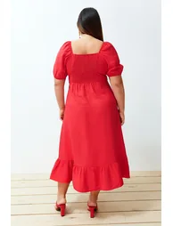 Trendyol Curve Plus Red A-Line Midaxi Dress - 5