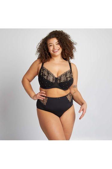 Microfibre briefs with embroidery BLACK