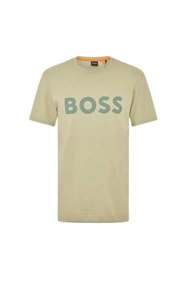 Boss Mens Thinking 1 Signature Logo Regular T-Shirt - Green