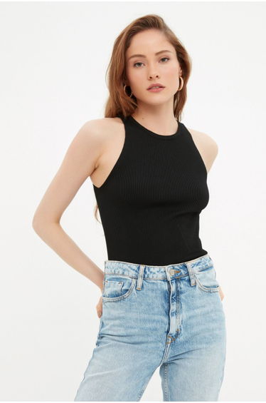 Blouse - Black - Slim fit