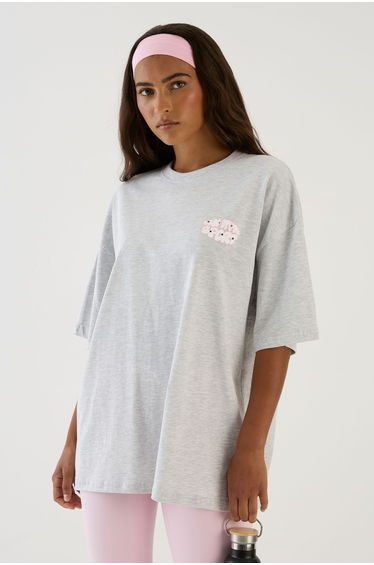 DSGN Studio Bubble Polka Dot Print Oversized T-Shirt - ash grey