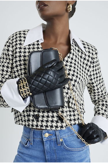 Black Quilted Chain Trim Glove