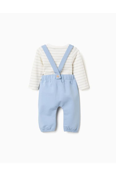 Striped bodysuit + trousers for newborn boys white/green/blue