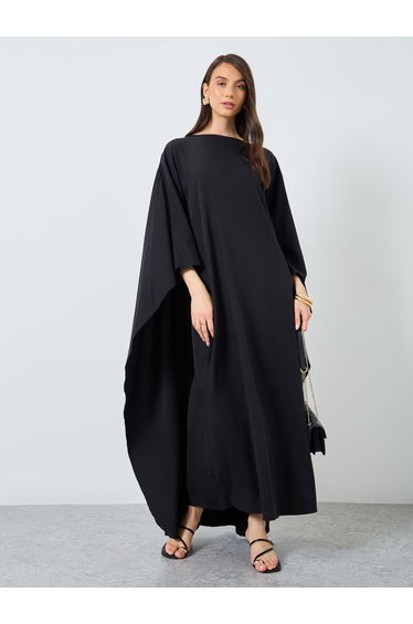Solid Batwing Sleeve Maxi Kaftan