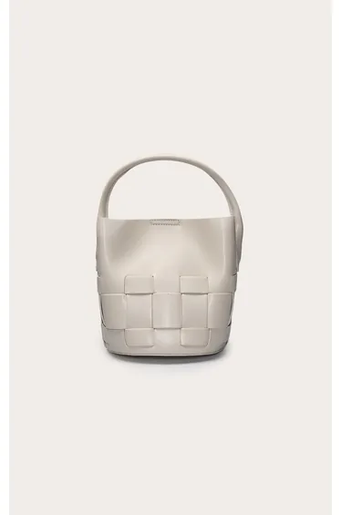 Cream PU Weave Detail Cross Body Bag