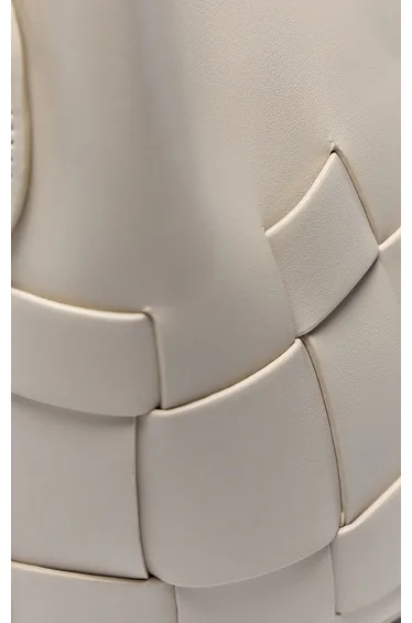 Cream PU Weave Detail Cross Body Bag