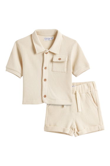 Boys Waffle Knit Shirt and Shorts Set
