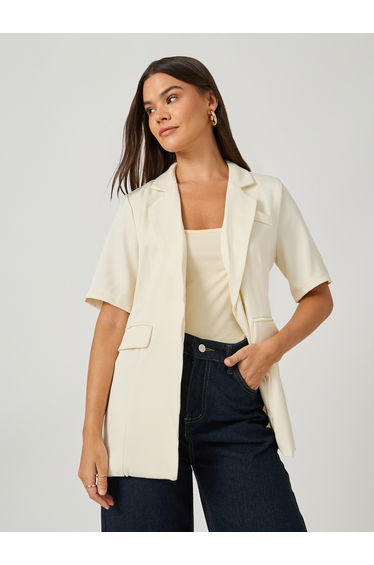 Regular Fit Short Sleeve Notch Label Blazer