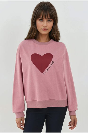Printed Crew Neck Raised Sweatshirt