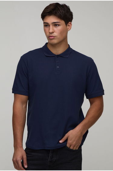 Slim Fit Pique Polo - navy