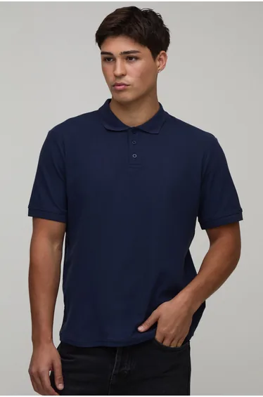 قميص بولو بوهو مان كحلي بأكمام قصيرة