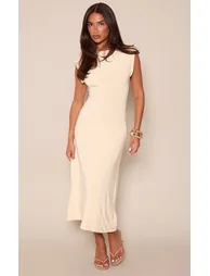 Lemon Soft Touch Shoulder Pad Detail Midaxi Dress - 2