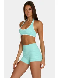 Soft Active Mini Shorts in Aqua Stripe - 2