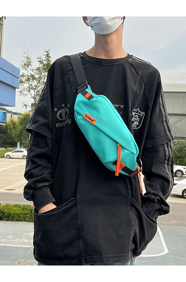 Blue Zip Closure Crossbody Bag