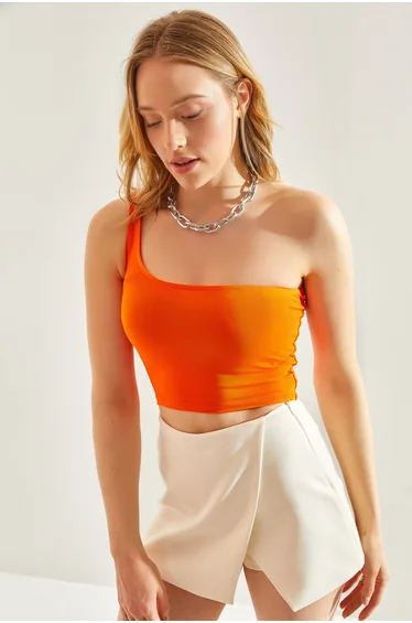 توب قطن برتقالي بظهر مفتوح