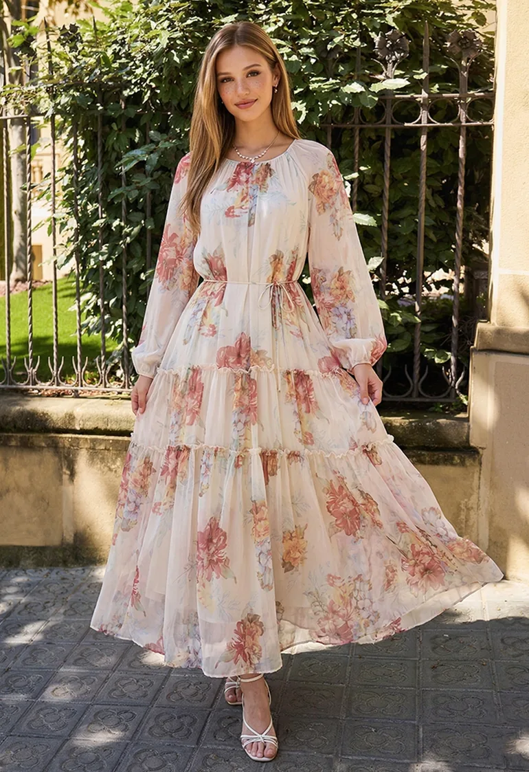 hibiscus dress maxi Pink Hibiscus Palm Maxi Dress