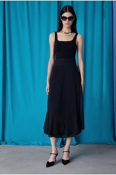 PATCHWORK CHIFFON SKIRT