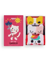 Colorful Cats Girls 3-Piece Boxed Socks - 1