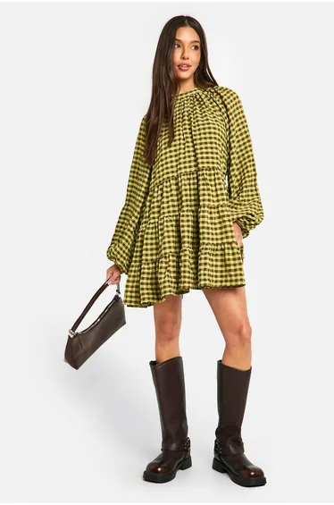 فستان كاروهات - أخضر