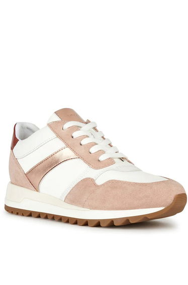Geox Womens/Ladies D Tabelya A Leather Trainers - Nude/White