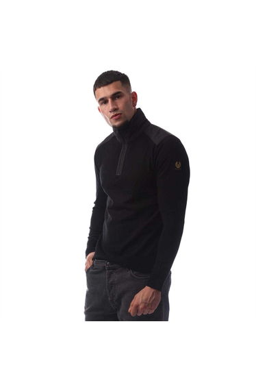 Belstaff Mens Kilmington Quarter Zip Slim Sweatshirt - Black