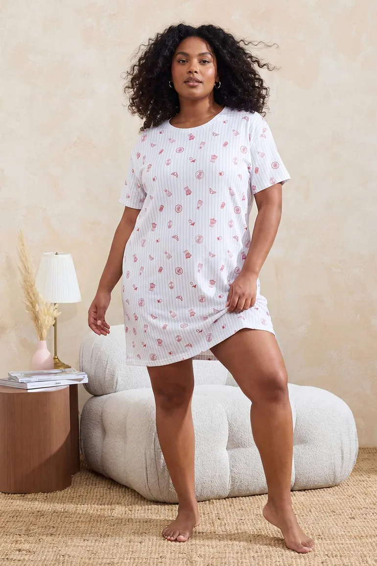 Pink-Blue Patterned 2-Pack Knitted Nightgown - 4