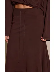 Chocolate Floaty Godet Knitted Skirt - 3