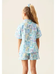 Petra Multi Postcard Print Shirt & Short PJs - 3