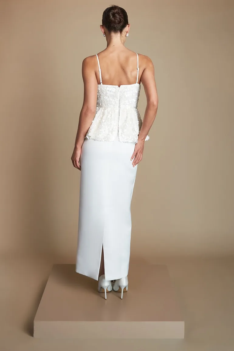 Sequin Top Pencil Skirt Wedding Dress - 2