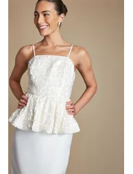 Sequin Top Pencil Skirt Wedding Dress - 1