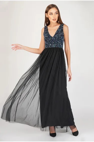 Ada Black Embellished Maxi Dress