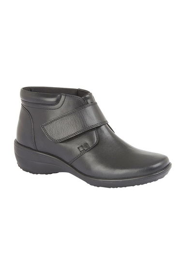 Mod Comfys Womens/Ladies Wide Fit Softie Leather Ankle Boots - Black