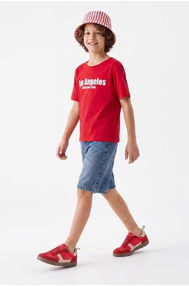 Red Boy's Plain Knitted T-Shirt
