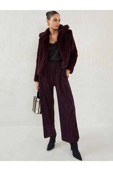 Plisse Mid Rise Straight Fit Pant