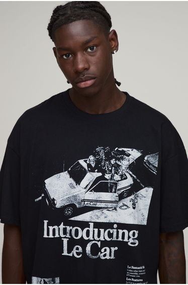 Oversized Renault License Print T-shirt - black