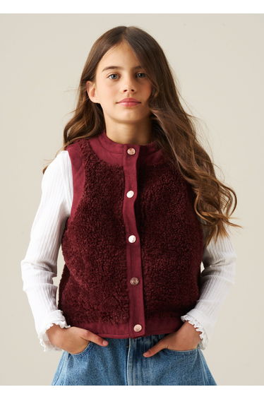 Delilah Borg Fleece Gilet - Burgundy