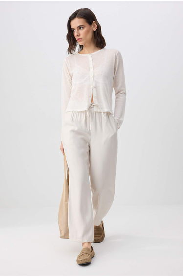 Stone Waist Elastic Tencel Trousers
