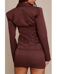 PLT Label Chocolate Tailored Micro Mini Skirt - 2