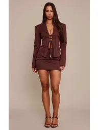 PLT Label Chocolate Tailored Micro Mini Skirt - 6