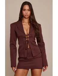 PLT Label Chocolate Tailored Micro Mini Skirt - 3