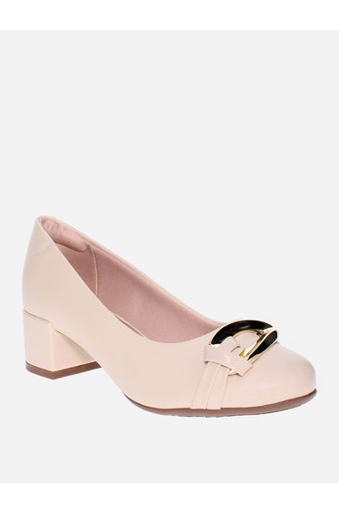 Solid Block Heel Shoes with Buckle Detail