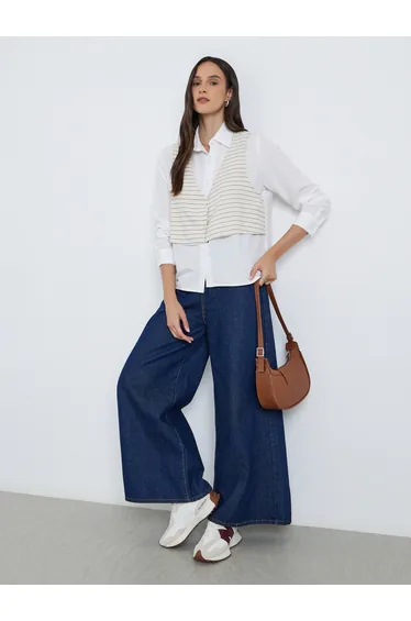 Layered Striped Long Sleeve Buttoned Shirt