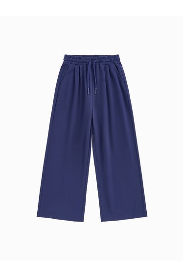 Girls' Flowy Wide-Cut Sweatpants - Solid Color With Pockets And Elastic Waist